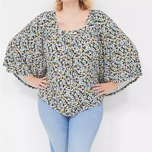 Lane Bryant Relaxed Square-Neck Trimmed Circle Drama Top